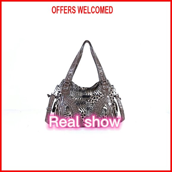 Soft Washed PU Leather Tote Bag with Adjustable Strap, Multiple Pockets - Picture 8 of 8